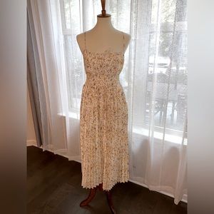 J.crew - size 8 multi color cinch waist midi dress in multi colo